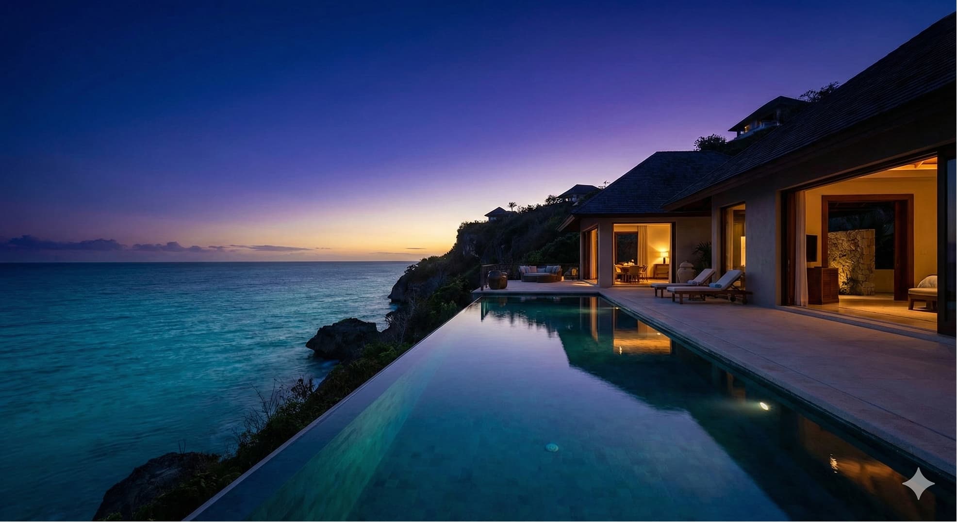 Luxury villa with infinity pool overlooking the ocean