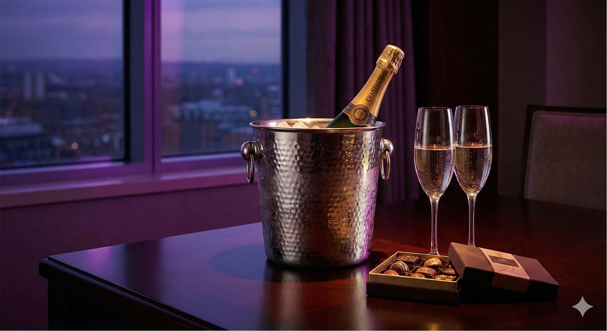 Welcome champagne amenity at luxury resort